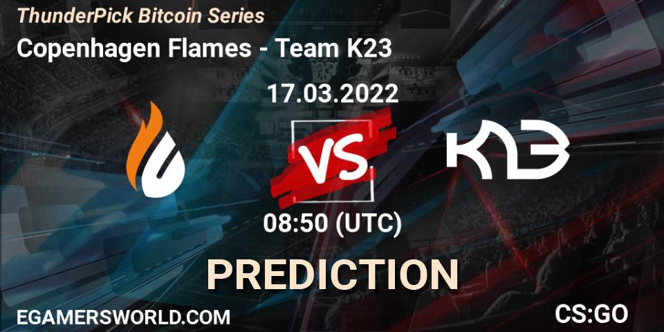Prognose für das Spiel Copenhagen Flames VS Team K23. 17.03.2022 at 08:50. Counter-Strike (CS2) - ThunderPick Bitcoin Series