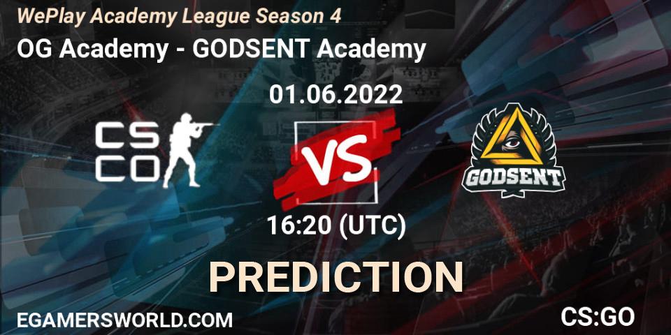 Prognose für das Spiel OG Academy VS GODSENT Academy. 01.06.2022 at 16:40. Counter-Strike (CS2) - WePlay Academy League Season 4