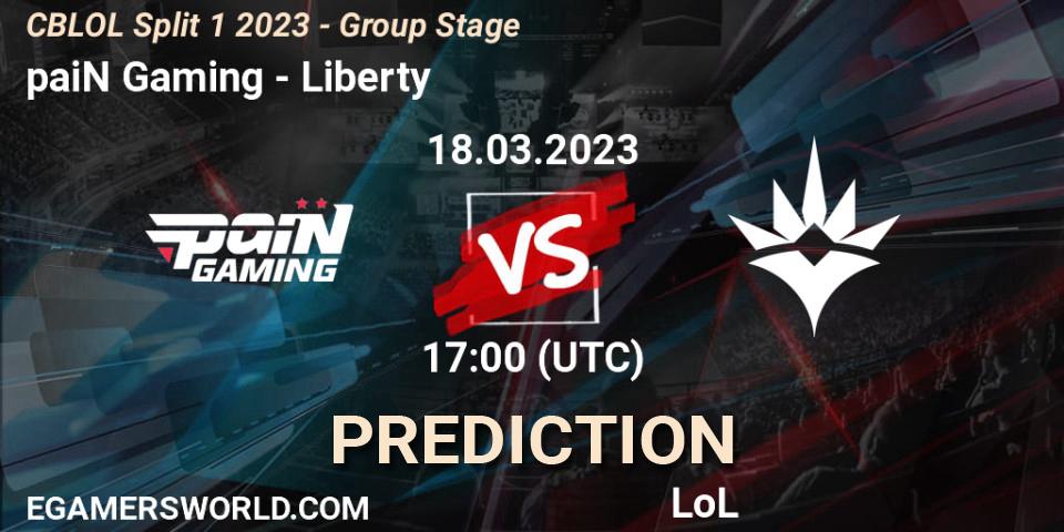 Prognose für das Spiel paiN Gaming VS Liberty. 18.03.2023 at 17:10. LoL - CBLOL Split 1 2023 - Group Stage