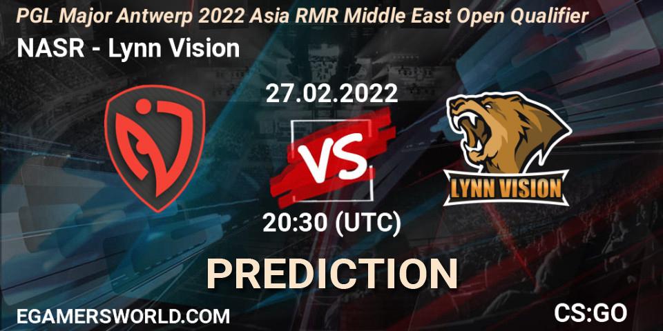 Prognose für das Spiel NASR VS Lynn Vision. 27.02.2022 at 20:30. Counter-Strike (CS2) - PGL Major Antwerp 2022 Asia RMR Middle East Open Qualifier