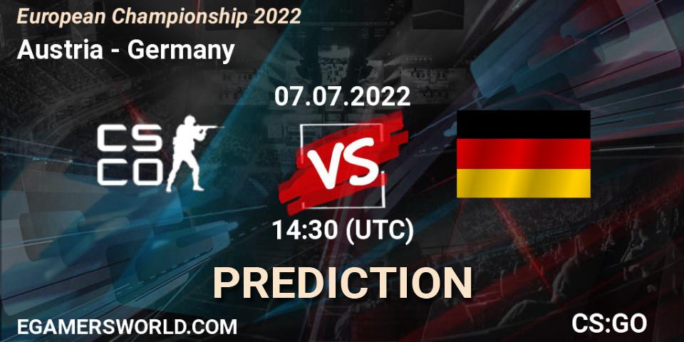 Prognose für das Spiel Austria VS Germany. 07.07.2022 at 14:30. Counter-Strike (CS2) - European Championship 2022