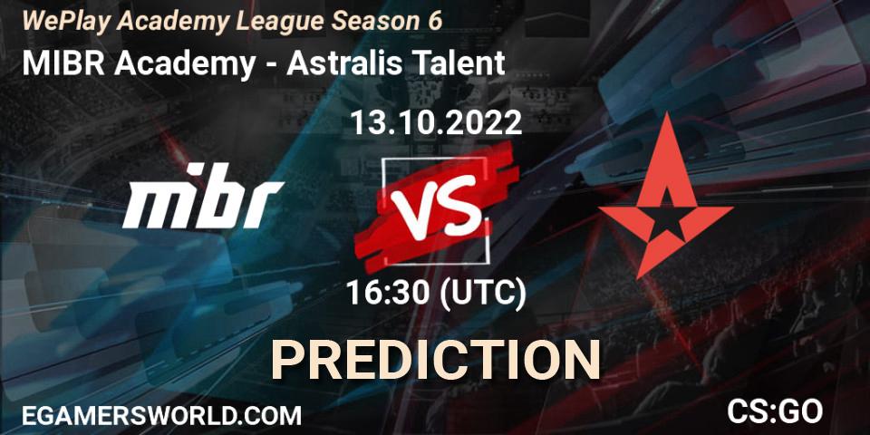 Prognose für das Spiel MIBR Academy VS Astralis Talent. 13.10.2022 at 16:30. Counter-Strike (CS2) - WePlay Academy League Season 6
