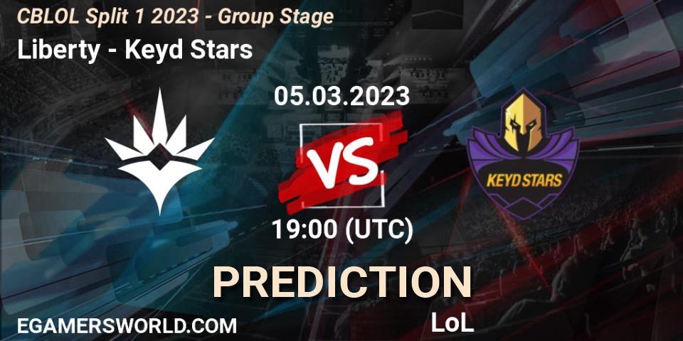 Prognose für das Spiel Liberty VS Keyd Stars. 05.03.2023 at 19:00. LoL - CBLOL Split 1 2023 - Group Stage