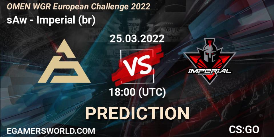 Prognose für das Spiel sAw VS Imperial (br). 25.03.2022 at 18:00. Counter-Strike (CS2) - OMEN WGR European Challenge 2022