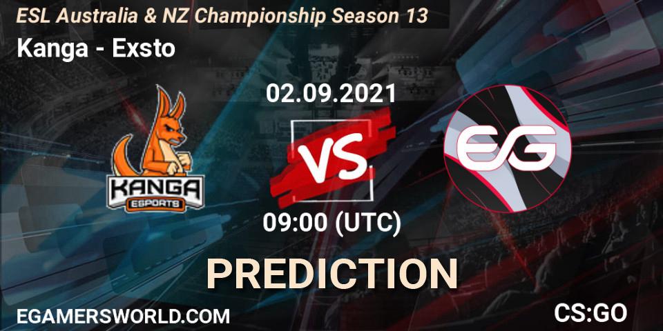 Prognose für das Spiel Kanga VS Exsto. 02.09.21. CS2 (CS:GO) - ESL Australia & NZ Championship Season 13
