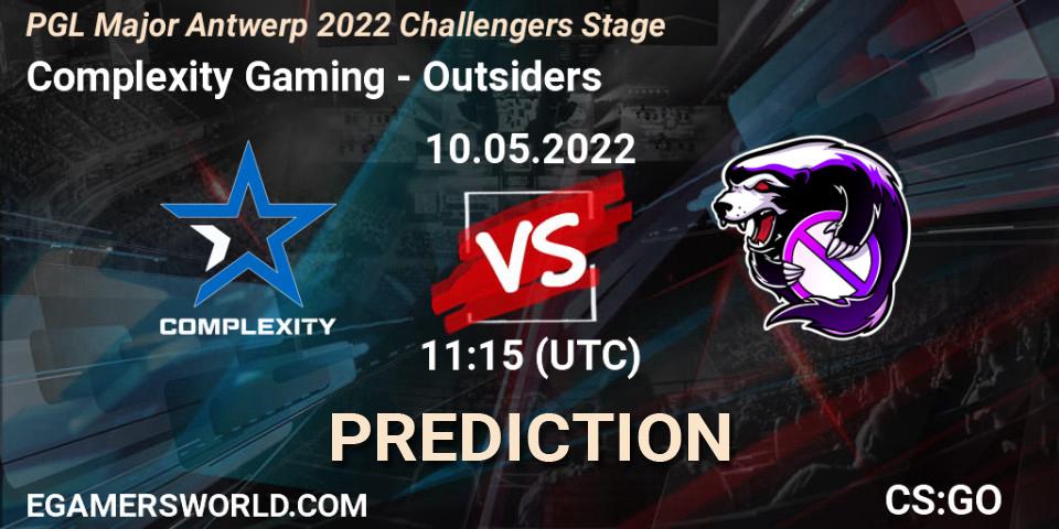 Prognose für das Spiel Complexity Gaming VS Outsiders. 10.05.2022 at 11:25. Counter-Strike (CS2) - PGL Major Antwerp 2022 Challengers Stage