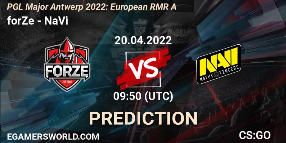Prognose für das Spiel forZe VS NaVi. 20.04.22. CS2 (CS:GO) - PGL Major Antwerp 2022: European RMR A