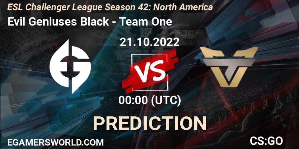 Prognose für das Spiel Evil Geniuses Black VS Team One. 21.10.22. CS2 (CS:GO) - ESL Challenger League Season 42: North America
