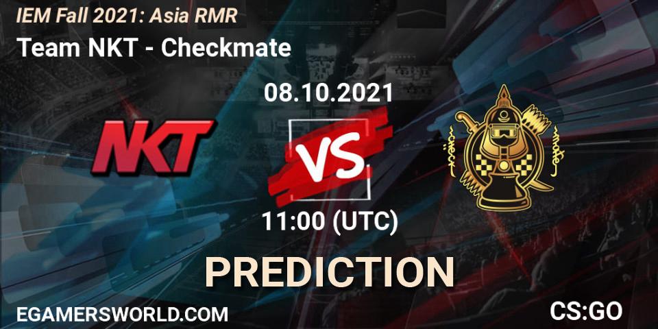 Prognose für das Spiel Team NKT VS Checkmate. 08.10.2021 at 11:00. Counter-Strike (CS2) - IEM Fall 2021: Asia RMR