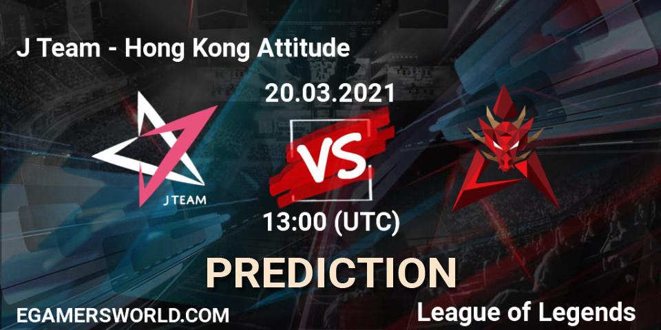 Prognose für das Spiel J Team VS Hong Kong Attitude. 20.03.21. LoL - PCS Spring 2021 - Group Stage