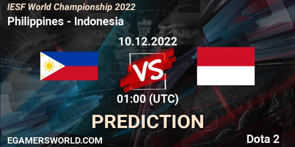 Prognose für das Spiel Philippines VS Indonesia. 10.12.22. Dota 2 - IESF World Championship 2022 