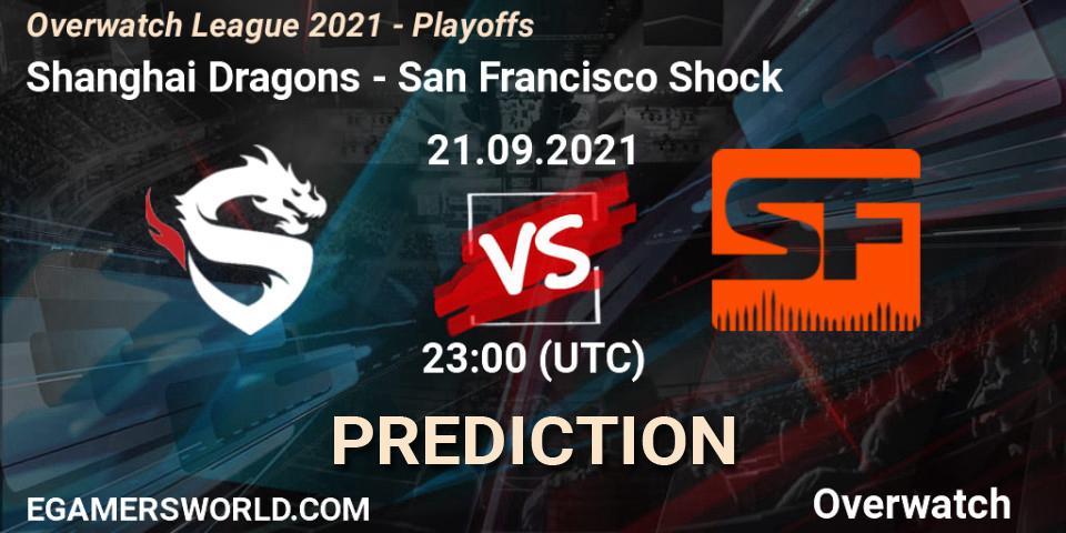 Prognose für das Spiel Shanghai Dragons VS San Francisco Shock. 22.09.2021 at 02:00. Overwatch - Overwatch League 2021 - Playoffs