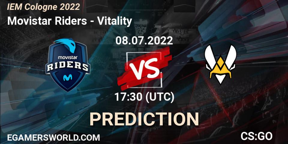 Prognose für das Spiel Movistar Riders VS Vitality. 08.07.2022 at 17:30. Counter-Strike (CS2) - IEM Cologne 2022