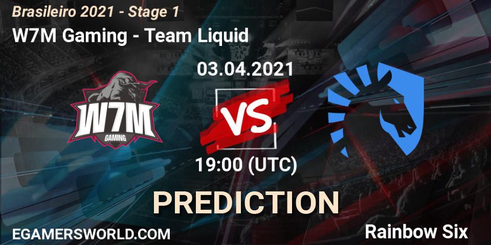 Prognose für das Spiel W7M Gaming VS Team Liquid. 03.04.2021 at 19:00. Rainbow Six - Brasileirão 2021 - Stage 1
