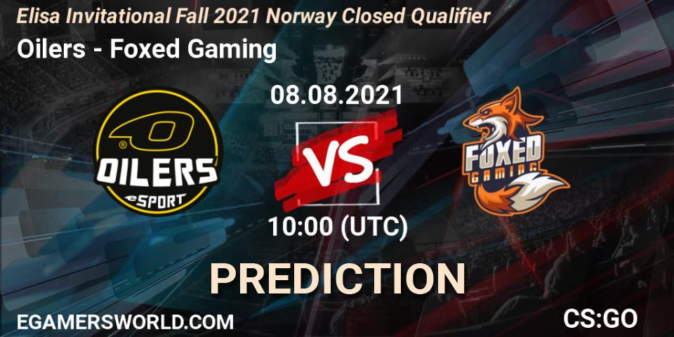 Prognose für das Spiel Oilers VS Foxed Gaming. 08.08.2021 at 10:00. Counter-Strike (CS2) - Elisa Invitational Fall 2021 Norway Closed Qualifier