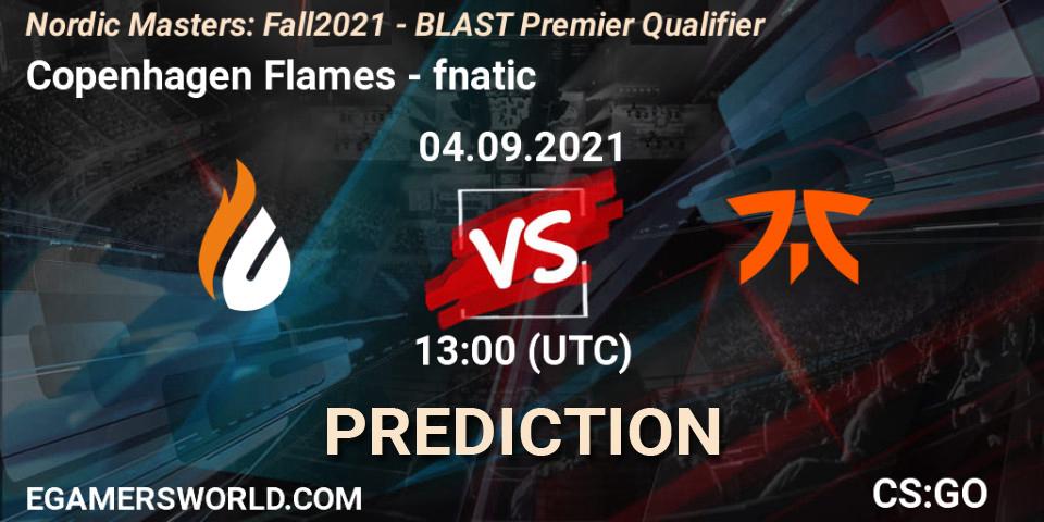 Prognose für das Spiel Copenhagen Flames VS fnatic. 04.09.2021 at 13:00. Counter-Strike (CS2) - Nordic Masters: Fall 2021 - BLAST Premier Qualifier