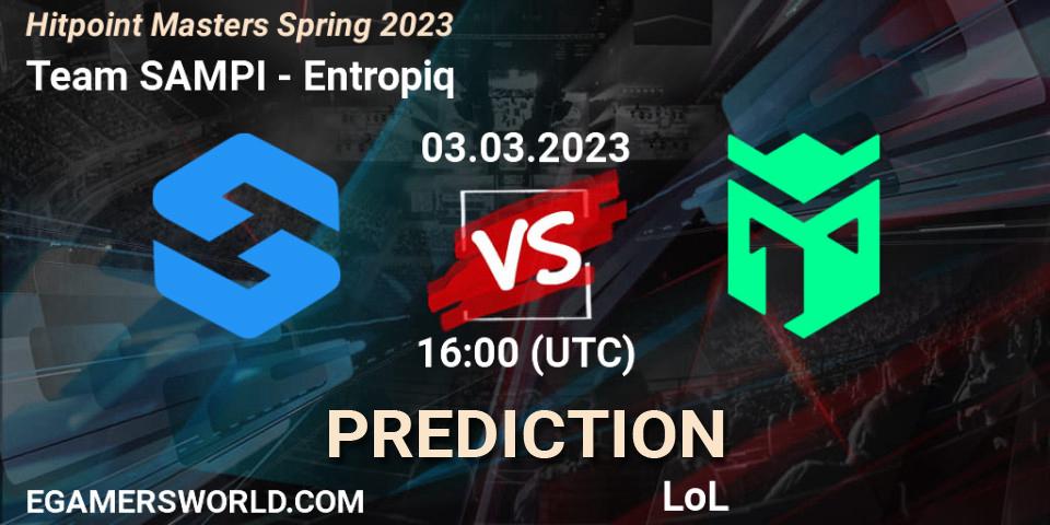 Prognose für das Spiel Team SAMPI VS Entropiq. 03.02.23. LoL - Hitpoint Masters Spring 2023