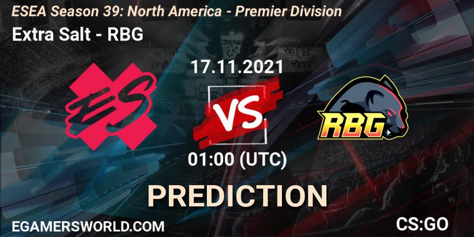 Prognose für das Spiel Extra Salt VS RBG. 07.12.21. CS2 (CS:GO) - ESEA Season 39: North America - Premier Division