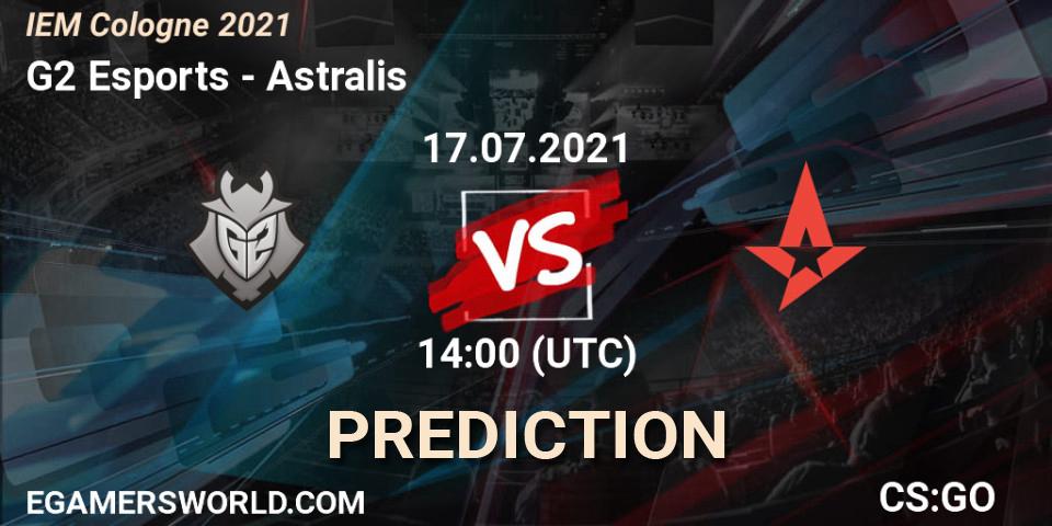 Prognose für das Spiel G2 Esports VS Astralis. 17.07.21. CS2 (CS:GO) - IEM Cologne 2021