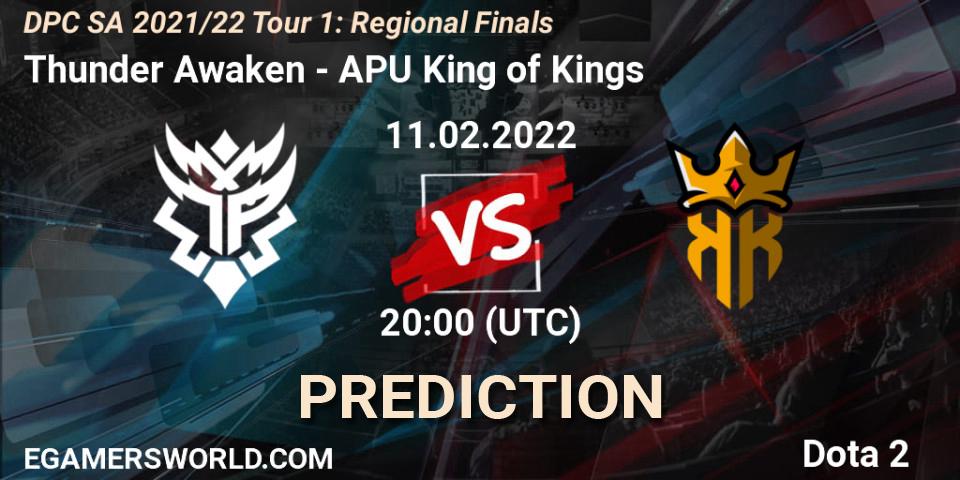 Prognose für das Spiel Thunder Awaken VS APU King of Kings. 11.02.2022 at 20:09. Dota 2 - DPC SA 2021/22 Tour 1: Regional Finals