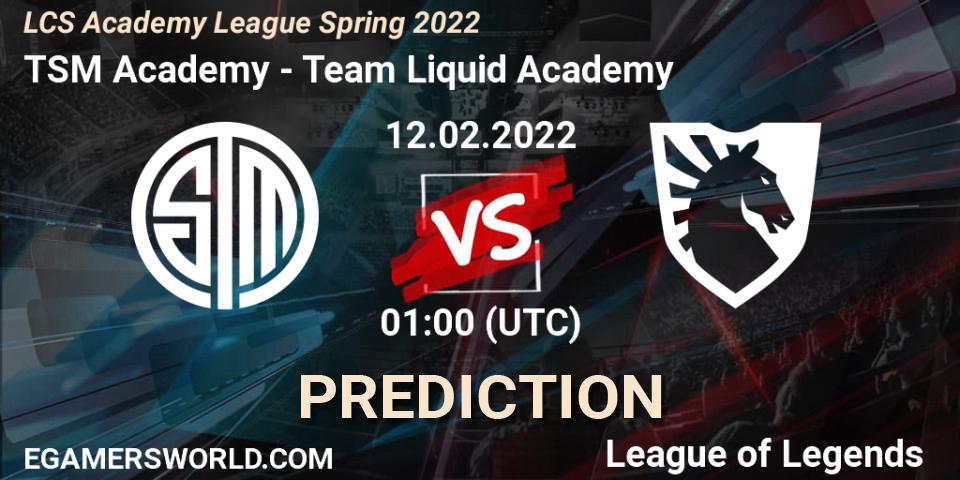 Prognose für das Spiel TSM Academy VS Team Liquid Academy. 12.02.22. LoL - LCS Academy League Spring 2022