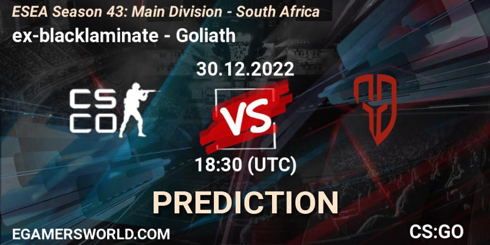 Prognose für das Spiel ex-blacklaminate VS Goliath. 29.12.22. CS2 (CS:GO) - ESEA Season 43: Main Division - South Africa
