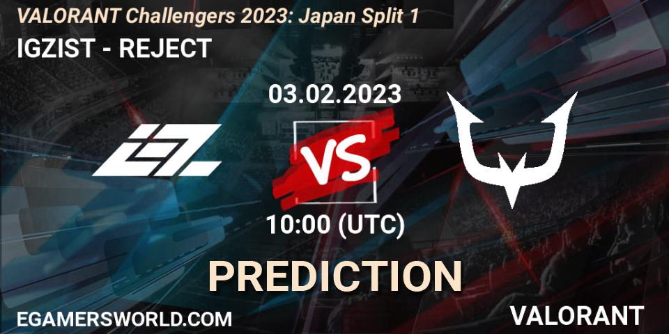Prognose für das Spiel IGZIST VS REJECT. 03.02.23. VALORANT - VALORANT Challengers 2023: Japan Split 1
