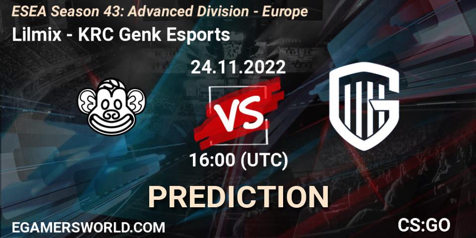 Prognose für das Spiel Lilmix VS KRC Genk Esports. 24.11.22. CS2 (CS:GO) - ESEA Season 43: Advanced Division - Europe