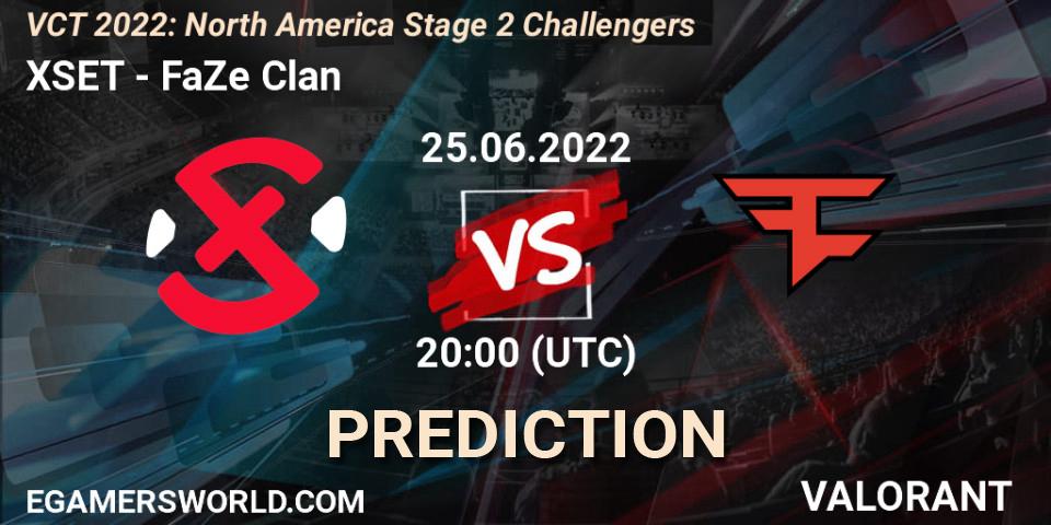 Prognose für das Spiel XSET VS FaZe Clan. 25.06.22. VALORANT - VCT 2022: North America Stage 2 Challengers