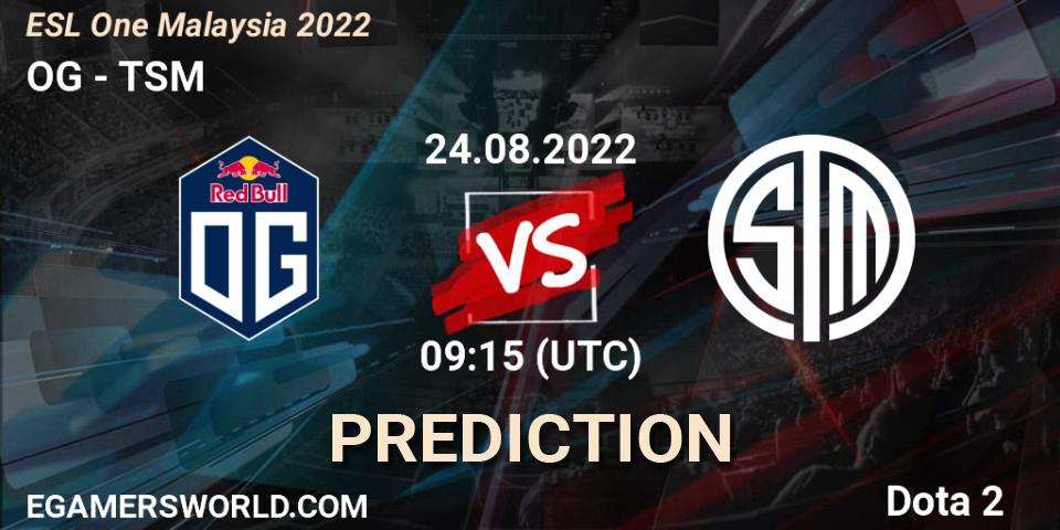 Prognose für das Spiel OG VS TSM. 24.08.22. Dota 2 - ESL One Malaysia 2022