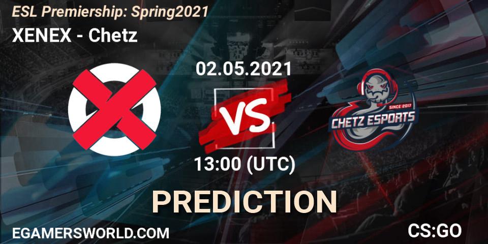 Prognose für das Spiel XENEX VS Chetz. 02.05.2021 at 13:00. Counter-Strike (CS2) - ESL Premiership: Spring 2021