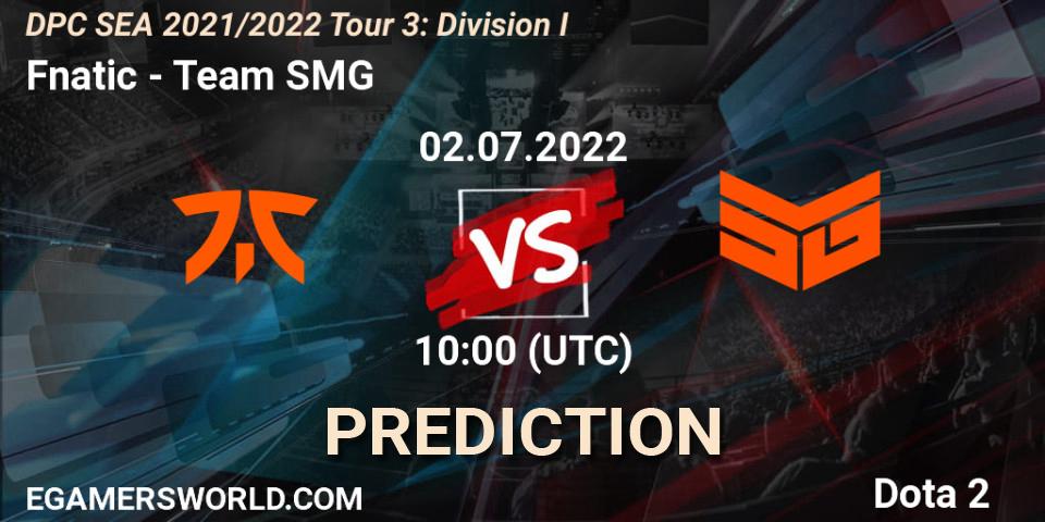Prognose für das Spiel Fnatic VS Team SMG. 02.07.22. Dota 2 - DPC SEA 2021/2022 Tour 3: Division I