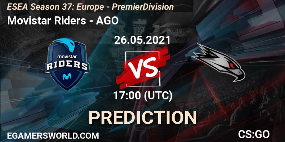 Prognose für das Spiel Movistar Riders VS AGO. 26.05.2021 at 17:00. Counter-Strike (CS2) - ESEA Season 37: Europe - Premier Division