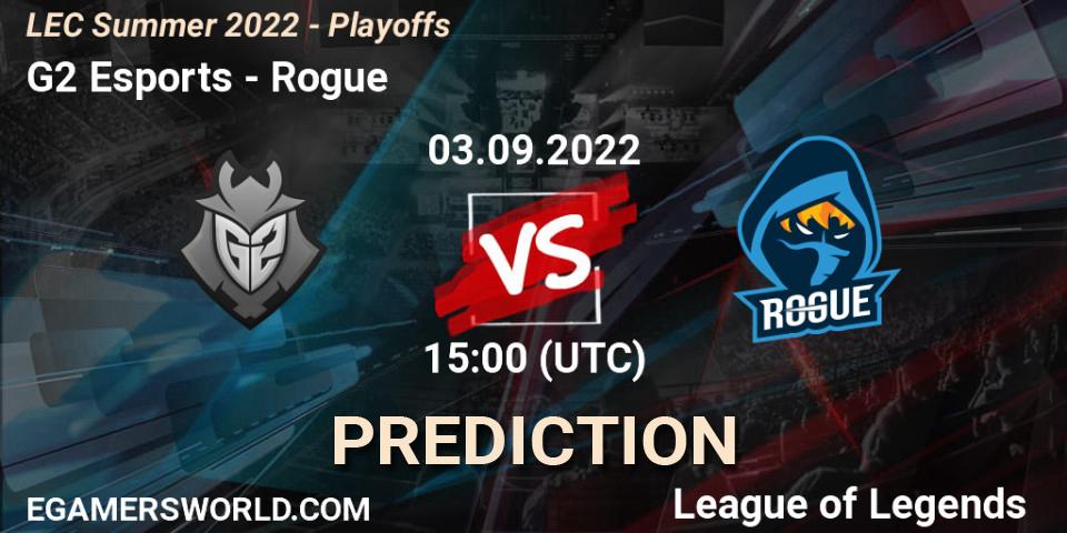 Prognose für das Spiel G2 Esports VS Rogue. 03.09.22. LoL - LEC Summer 2022 - Playoffs