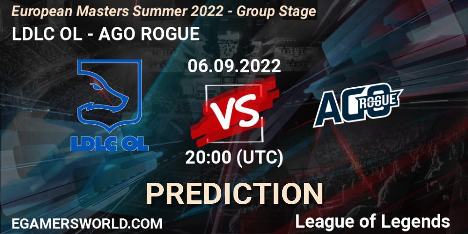 Prognose für das Spiel LDLC OL VS AGO ROGUE. 06.09.2022 at 20:00. LoL - European Masters Summer 2022 - Group Stage