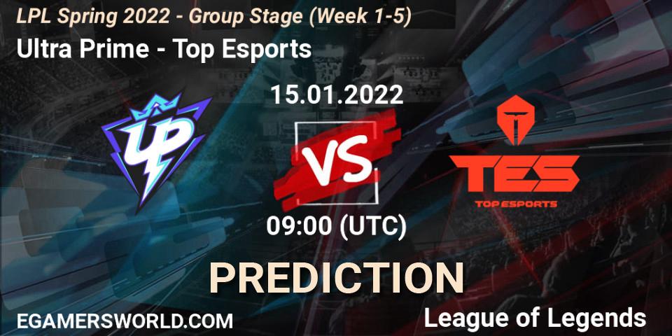 Prognose für das Spiel Ultra Prime VS Top Esports. 15.01.22. LoL - LPL Spring 2022 - Group Stage (Week 1-5)
