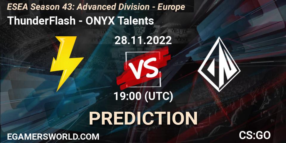Prognose für das Spiel ThunderFlash VS ONYX Talents. 02.12.22. CS2 (CS:GO) - ESEA Season 43: Advanced Division - Europe