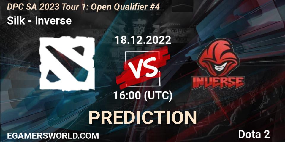 Prognose für das Spiel Silk VS Inverse. 17.12.2022 at 18:00. Dota 2 - DPC SA 2023 Tour 1: Open Qualifier #4