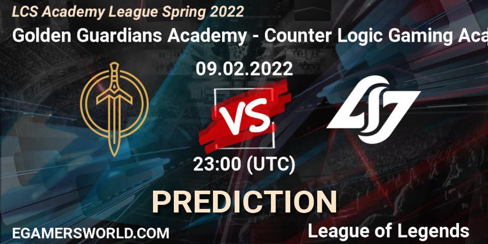 Prognose für das Spiel Golden Guardians Academy VS Counter Logic Gaming Academy. 09.02.22. LoL - LCS Academy League Spring 2022