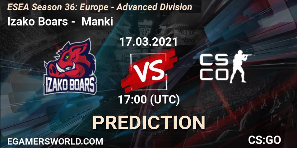 Prognose für das Spiel Izako Boars VS Manki. 17.03.21. CS2 (CS:GO) - ESEA Season 36: Europe - Advanced Division