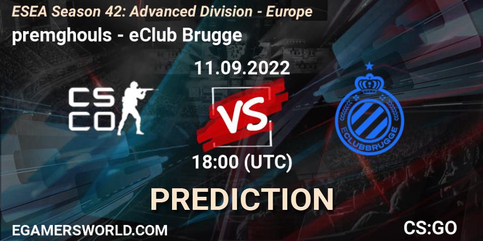 Prognose für das Spiel premghouls VS eClub Brugge. 11.09.2022 at 18:00. Counter-Strike (CS2) - ESEA Season 42: Advanced Division - Europe