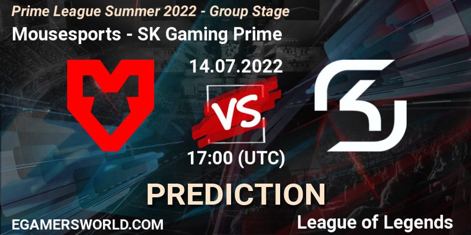 Prognose für das Spiel Mousesports VS SK Gaming Prime. 14.07.22. LoL - Prime League Summer 2022 - Group Stage
