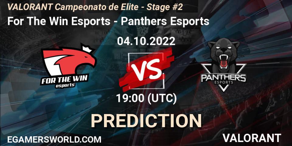 Prognose für das Spiel For The Win Esports VS Panthers Esports. 04.10.2022 at 19:00. VALORANT - VALORANT Campeonato de Elite - Stage #2