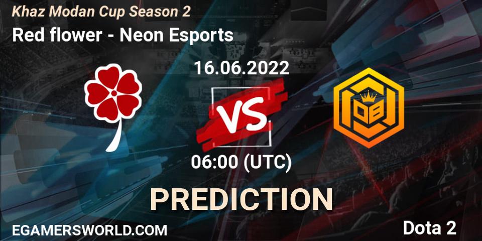 Prognose für das Spiel Red flower VS Neon Esports. 16.06.2022 at 10:08. Dota 2 - Khaz Modan Cup Season 2