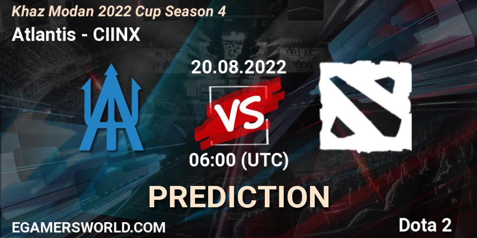 Prognose für das Spiel Atlantis VS CIINX. 20.08.2022 at 06:00. Dota 2 - Khaz Modan 2022 Cup Season 4