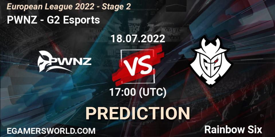 Prognose für das Spiel PWNZ VS G2 Esports. 18.07.2022 at 19:00. Rainbow Six - European League 2022 - Stage 2