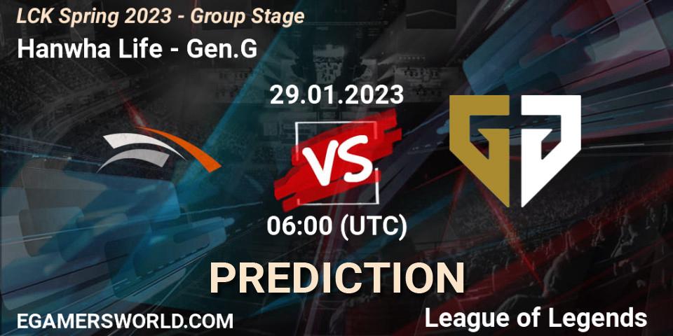 Prognose für das Spiel Hanwha Life VS Gen.G. 29.01.23. LoL - LCK Spring 2023 - Group Stage