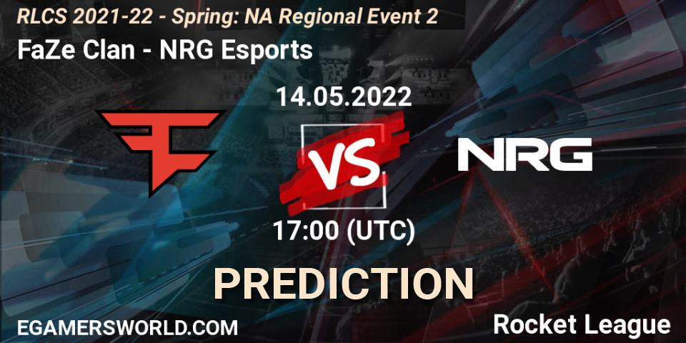 Prognose für das Spiel FaZe Clan VS NRG Esports. 14.05.22. Rocket League - RLCS 2021-22 - Spring: NA Regional Event 2