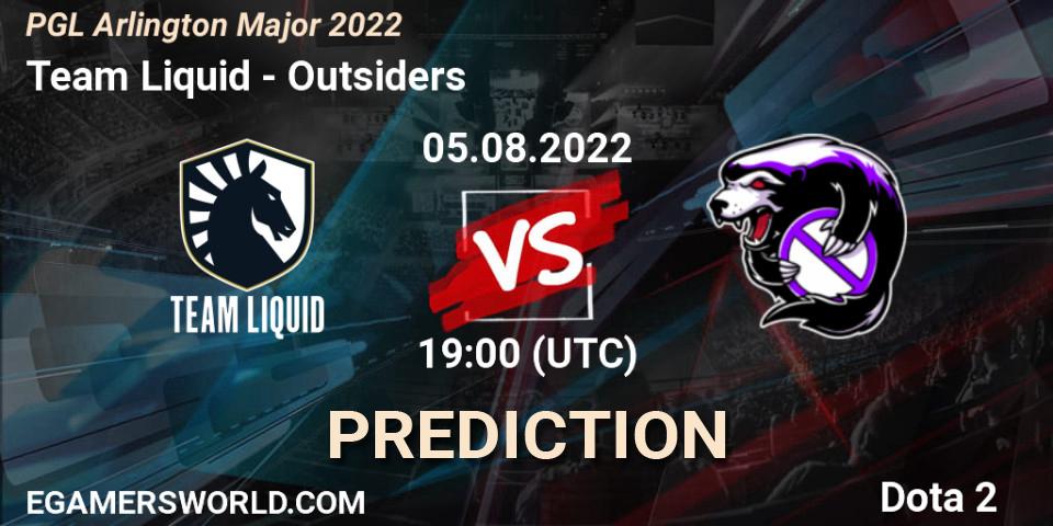 Prognose für das Spiel Team Liquid VS Outsiders. 05.08.2022 at 19:29. Dota 2 - PGL Arlington Major 2022 - Group Stage