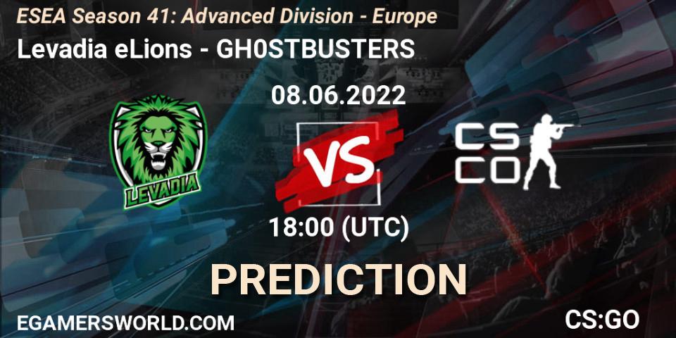 Prognose für das Spiel Levadia eLions VS GH0STBUSTERS. 08.06.2022 at 18:00. Counter-Strike (CS2) - ESEA Season 41: Advanced Division - Europe